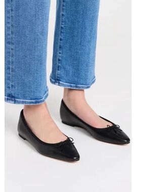 Veronica Beard Women's Size 8 Black Leather Catherine Bow Ballet Flats $345